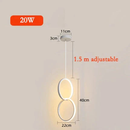 Ring pendant light minimalist /creative /personality bedroom bedside LED pendant lights long line hanging lamp