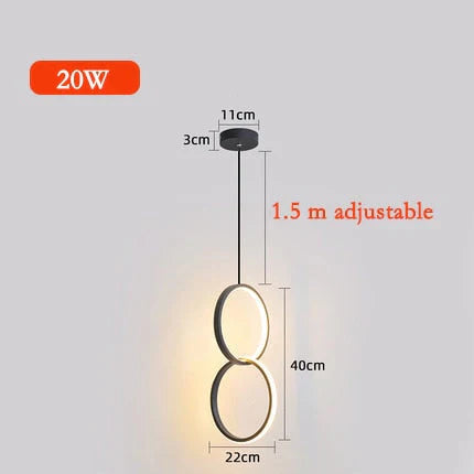 Ring pendant light minimalist /creative /personality bedroom bedside LED pendant lights long line hanging lamp