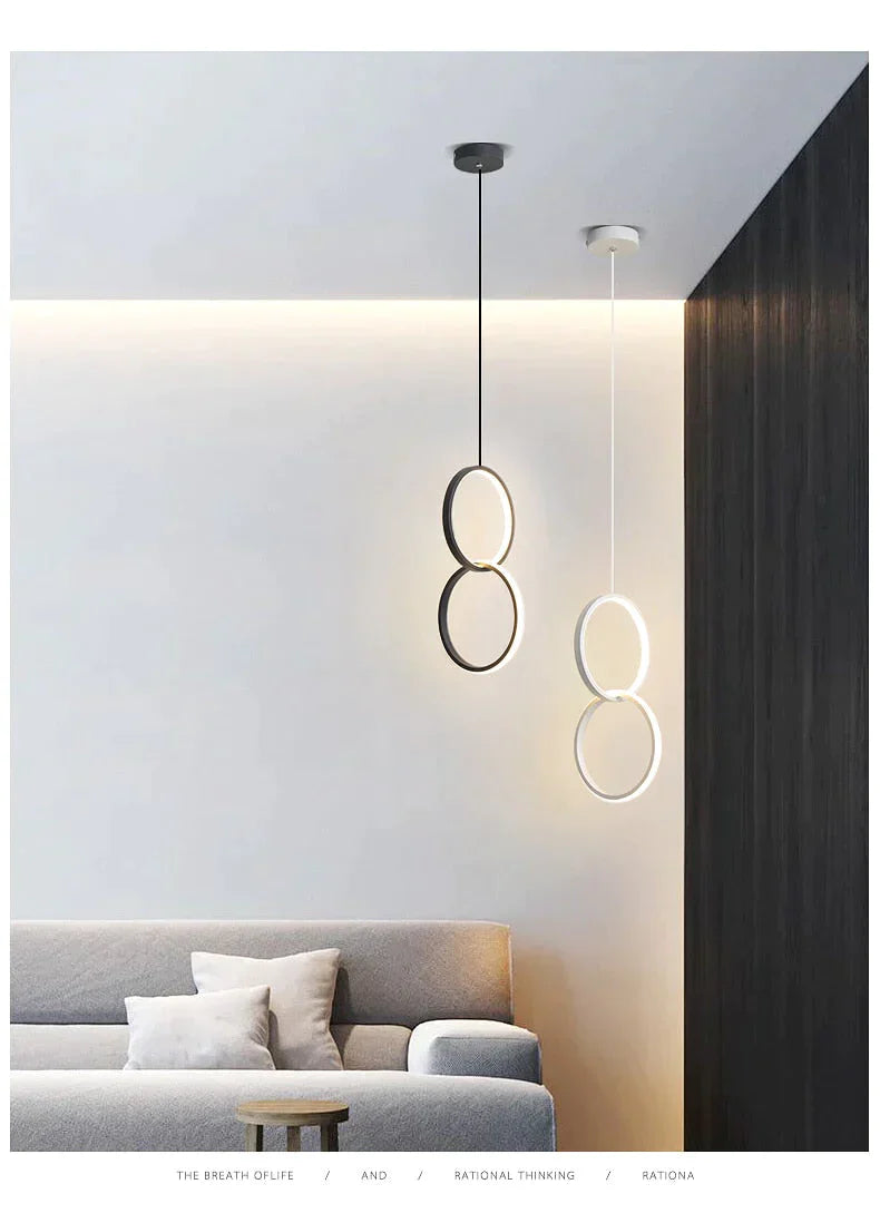 Ring pendant light minimalist /creative /personality bedroom bedside LED pendant lights long line hanging lamp