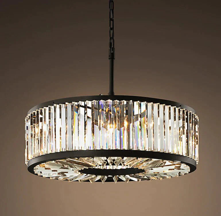 Robin - Vintage Crystal And Metal Round Chandelier For Home Hotel Villa Decor