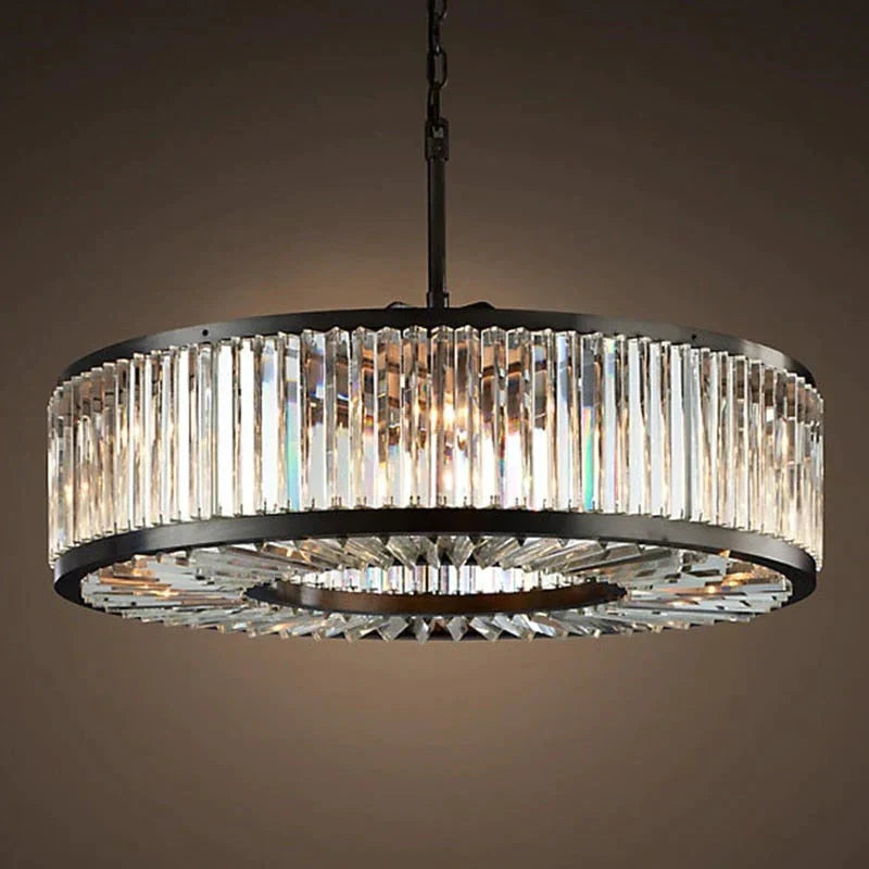 Robin - Vintage Crystal And Metal Round Chandelier For Home Hotel Villa Decor Dia 438Mm / Clear