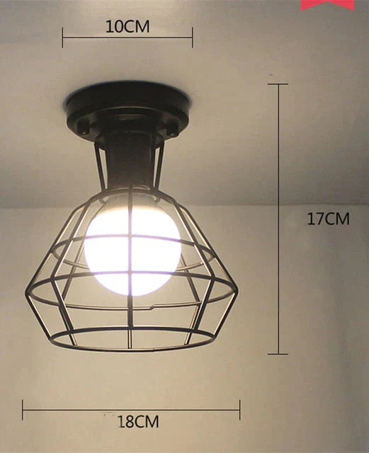 Scarlett- Vintage Industrial Iron Cage Led Ceiling Lights