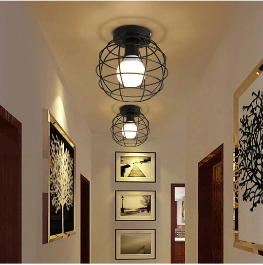 Scarlett- Vintage Industrial Iron Cage Led Ceiling Lights