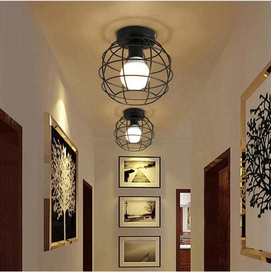 Scarlett- Vintage Industrial Iron Cage Led Ceiling Lights