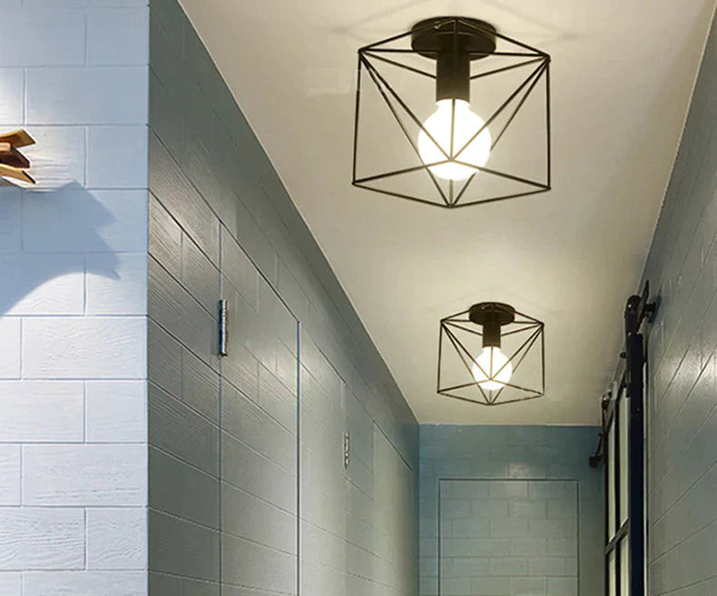 Scarlett- Vintage Industrial Iron Cage Led Ceiling Lights