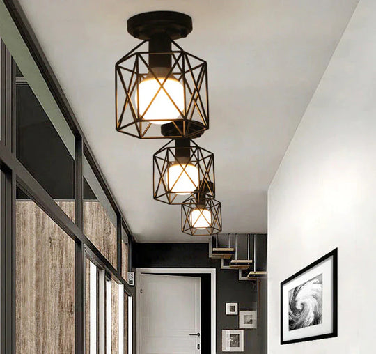 Scarlett- Vintage Industrial Iron Cage Led Ceiling Lights