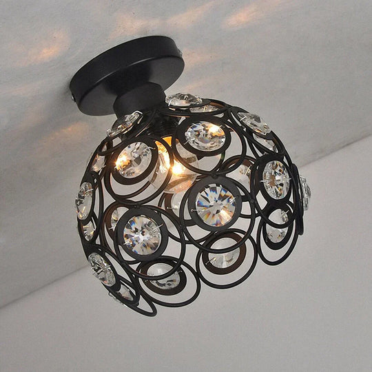 Shayla - E27 Black Creative Crystal Minimalist Ceiling Light Single Wall Lamp Bedroom European Iron