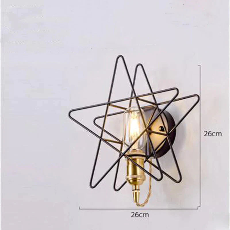 Simple and Creative Star Copper Wall Lamp Bedroom Bedside Postmodern Dining Hall Corridor Staircase Pentastar Gold Wall Lamp