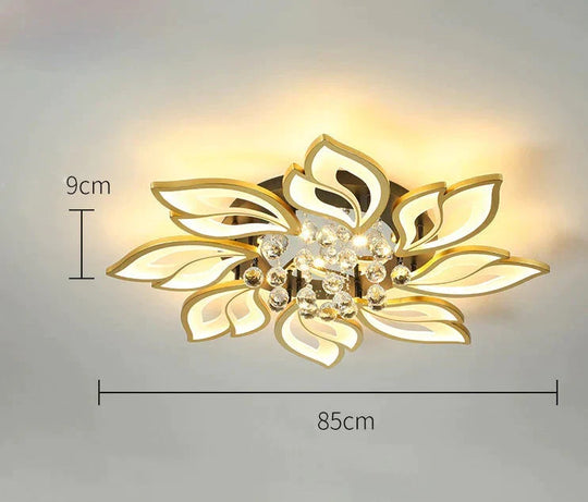 Simple and Modern Led Ceiling Lamp Atmospheric Household Crystal Lotus Flower Shape Warm Bedroom Lighting