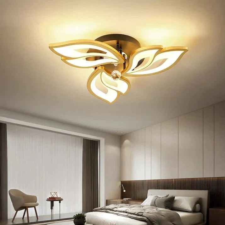 Simple and Modern Led Ceiling Lamp Atmospheric Household Crystal Lotus Flower Shape Warm Bedroom Lighting