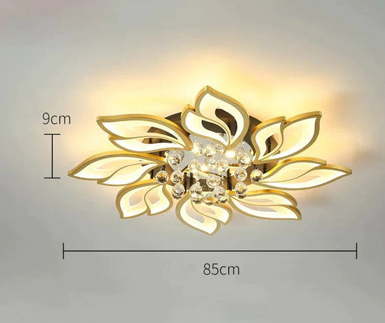 Simple and Modern Led Ceiling Lamp Atmospheric Household Crystal Lotus Flower Shape Warm Bedroom Lighting