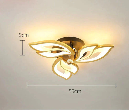 Simple and Modern Led Ceiling Lamp Atmospheric Household Crystal Lotus Flower Shape Warm Bedroom Lighting