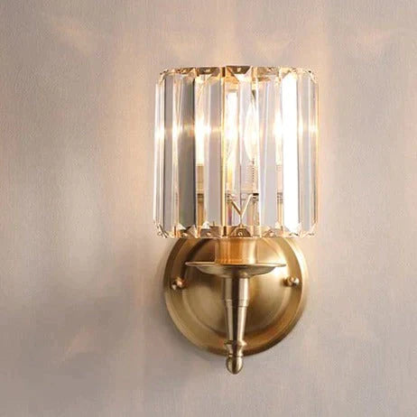 Simple Light Luxury Crystal Bedroom Copper Wall Lamp Lamps