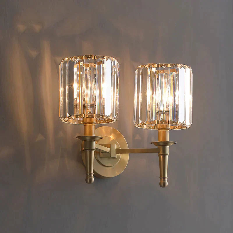 Simple Light Luxury Crystal Bedroom Copper Wall Lamp Lamps