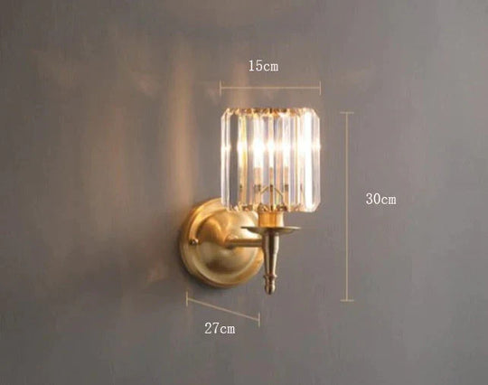 Simple Light Luxury Crystal Bedroom Copper Wall Lamp