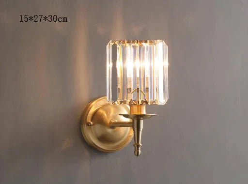 Simple Light Luxury Crystal Bedroom Copper Wall Lamp Lamps