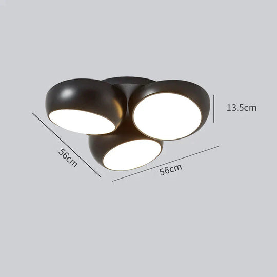 Simple Modern Atmosphere Living Room Bedroom Ceiling Lamp Black / 3 Heads Tri-Color Light