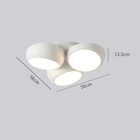 Simple Modern Atmosphere Living Room Bedroom Ceiling Lamp White / 3 Heads Tri-Color Light