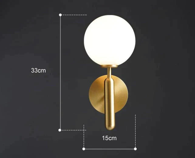 Simple Nordic Modern Bedroom Bedside Copper Wall Lamp Lamps