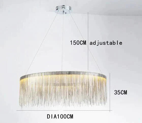 Solana - Tassel Chain Led Chandelier Dia100Cm / Silver Body White Light