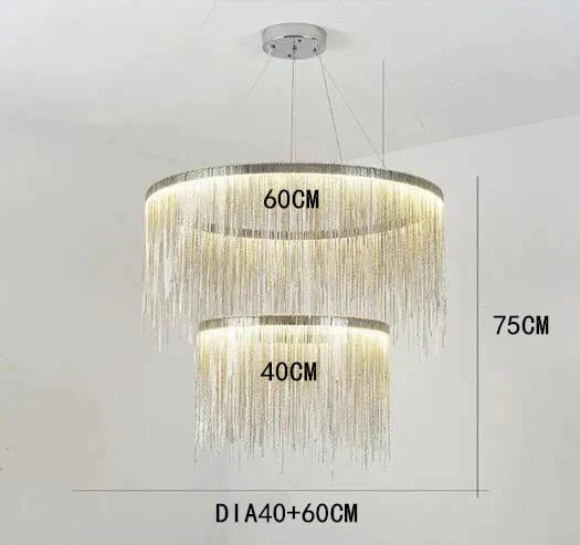 Solana - Tassel Chain Led Chandelier Dia40 60Cm / Silver Body White Light