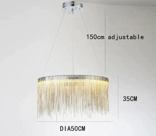 Solana - Tassel Chain Led Chandelier Dia50Cm / Silver Body White Light