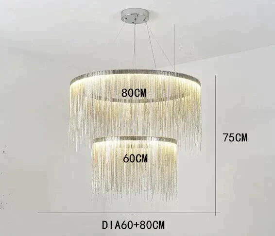 Solana - Tassel Chain Led Chandelier Dia60 80Cm / Silver Body White Light