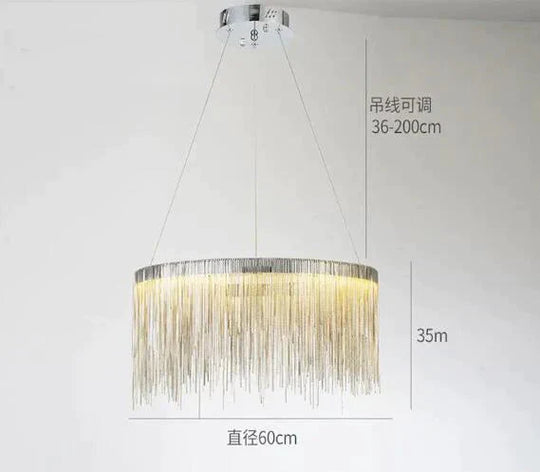 Solana - Tassel Chain Led Chandelier Dia60Cm / Silver Body White Light