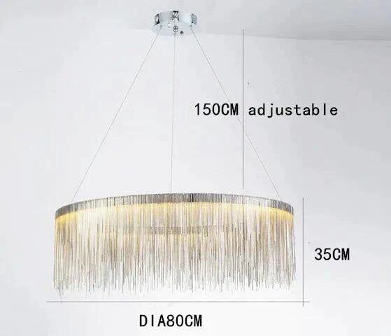 Solana - Tassel Chain Led Chandelier Dia80Cm / Silver Body White Light