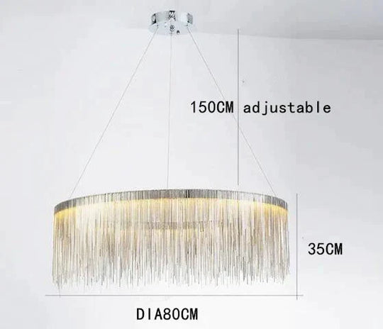 Solana - Tassel Chain Led Chandelier Dia80Cm / Silver Body White Light