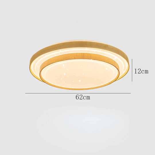 Star Sky Ceiling Lamp LED Round Master Bedroom Lamp Atmosphere Simple Modern Solid Wood Bedroom Lamp