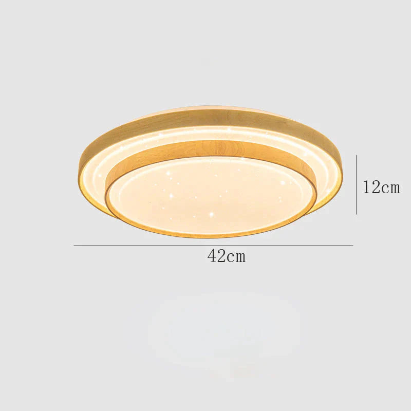 Star Sky Ceiling Lamp LED Round Master Bedroom Lamp Atmosphere Simple Modern Solid Wood Bedroom Lamp