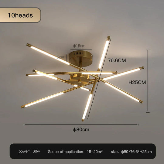 Starbeam - Modern Chandelier C-Golden-10 Heads / Warm Light