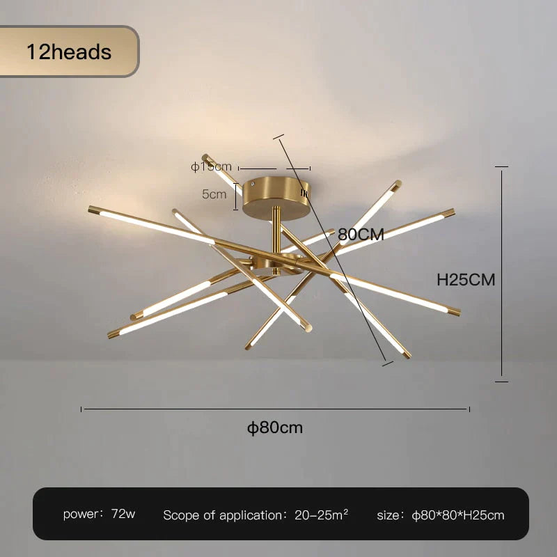 Starbeam - Modern Chandelier C-Golden-12 Heads / Warm Light