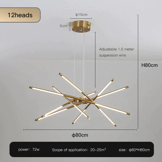 Starbeam - Modern Chandelier D-Golden-12 Heads / Warm Light