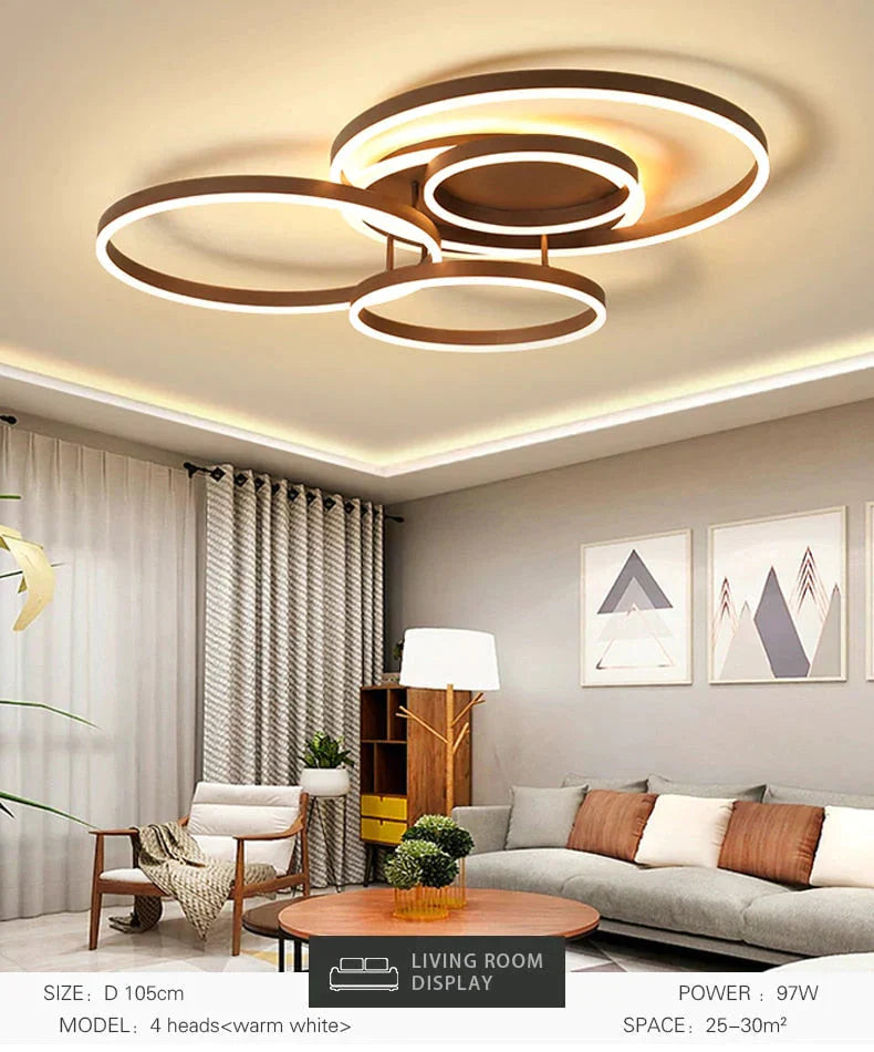 Surface Mounted Modern Led Ceiling Light For Living Room Bedroom Dining Room White&Coffee Lustre Chandelier Ceiling Lamp Fixture