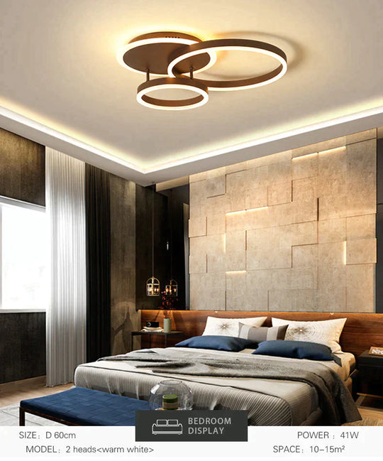 Surface Mounted Modern Led Ceiling Light For Living Room Bedroom Dining White&Coffee Lustre