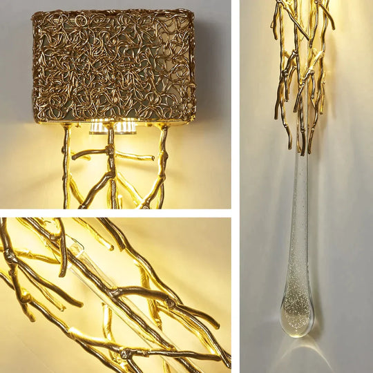 Tamara - Vintage Crystal Gold Water Drop Glass Wall Lamp