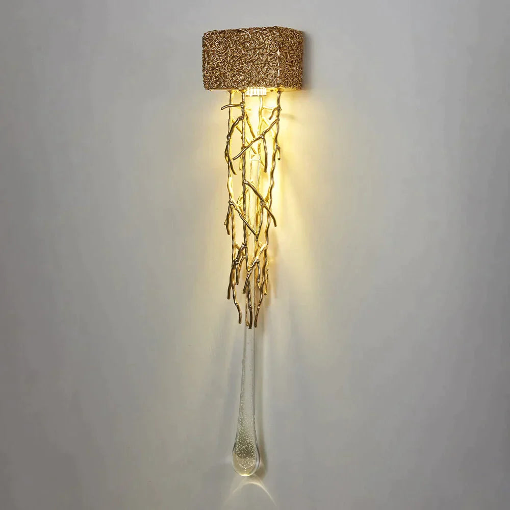 Tamara - Vintage Crystal Gold Water Drop Glass Wall Lamp