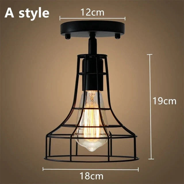 Tamia - Modern Led Ceiling Lights Adjustable Angle Iron Cage Loft Bulb Lamps E27 Industrial Indoor