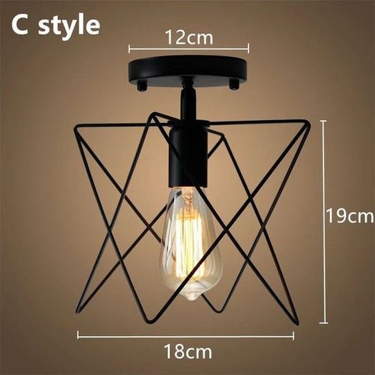 Tamia - Modern Led Ceiling Lights Adjustable Angle Iron Cage Loft Bulb Lamps E27 Industrial Indoor