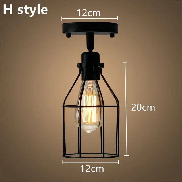 Tamia - Modern Led Ceiling Lights Adjustable Angle Iron Cage Loft Bulb Lamps E27 Industrial Indoor