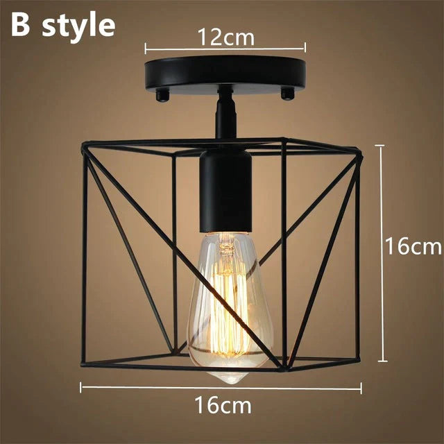 Tamia - Modern Led Ceiling Lights Adjustable Angle Iron Cage Loft Bulb Lamps E27 Industrial Indoor