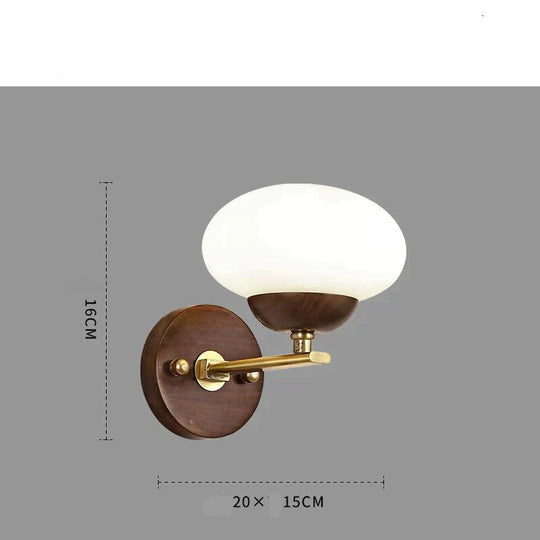 Walnut Creative Bedroom Study Walkway Wall Lights Simple Wood Copper Lamps