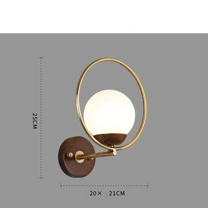 Walnut Creative Bedroom Study Walkway Wall Lights Simple Wood Copper B / White-Light Lamps