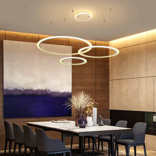 White Circle Modern Led Pendant Light For Kitchen Dining Room Living Room Luminaires Acrylic Hanging Ceiling Mount Pendant Lamp